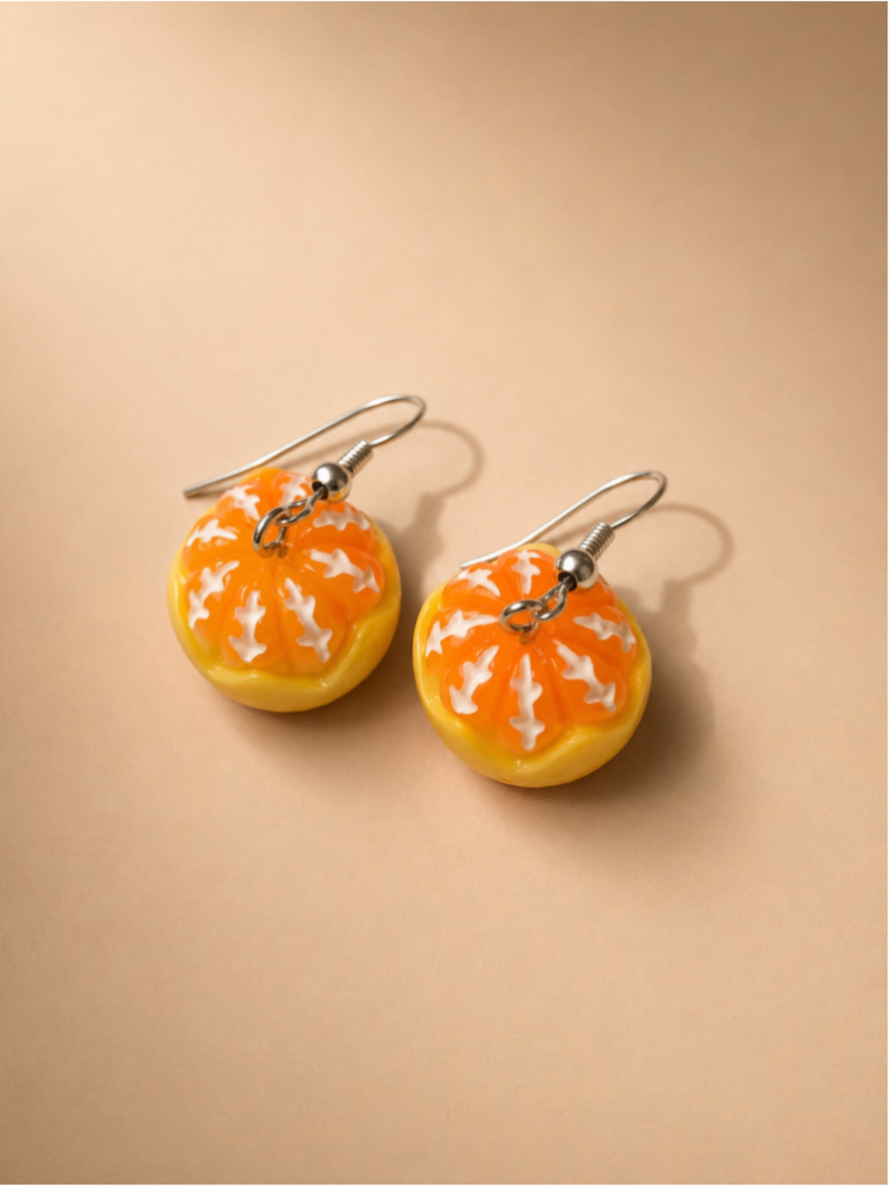 Women's Unbranded Orange Fruit Slice Earrings One Size Orange White
